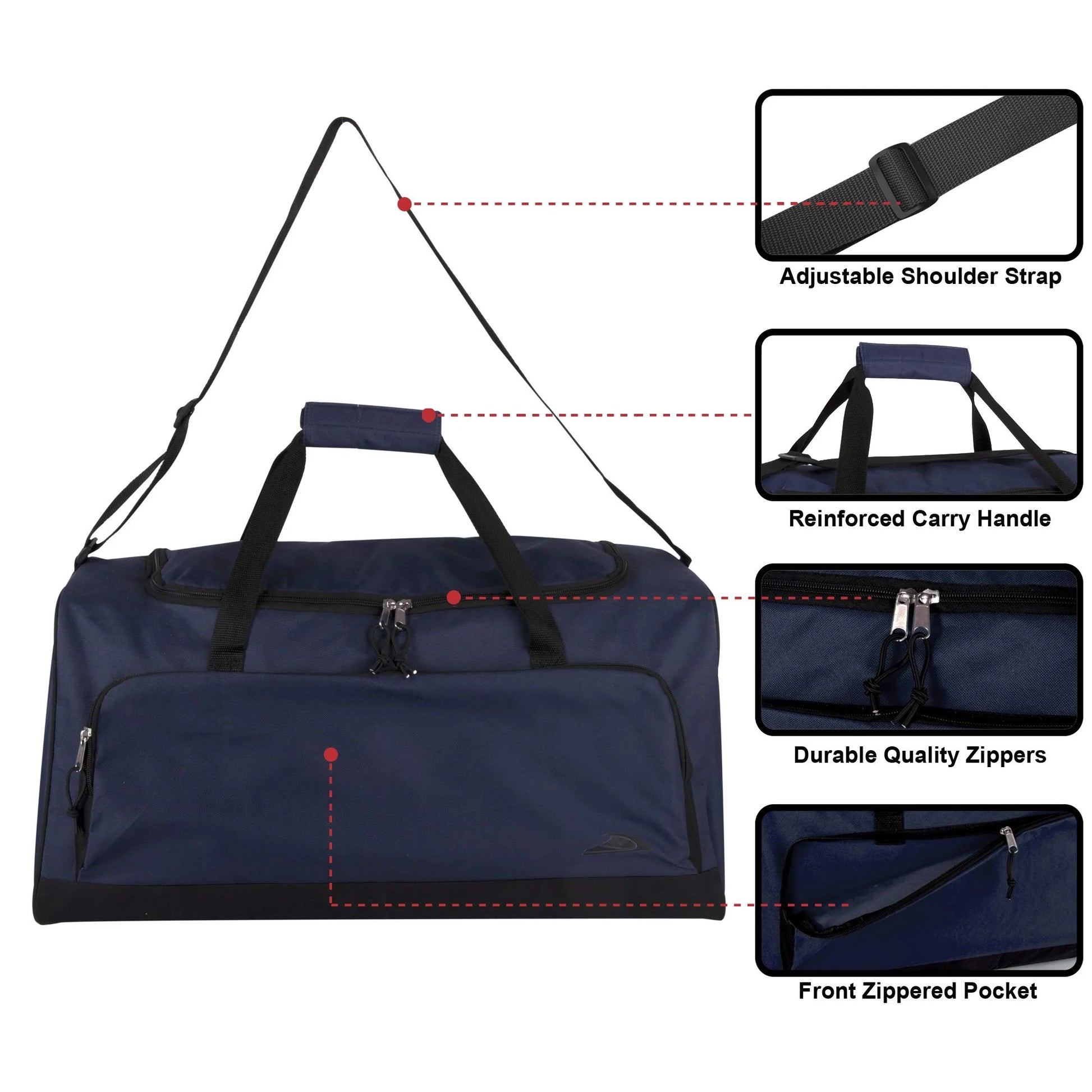 , 55 Liter 24 Inch Unisex Canvas Duffle Bags for Traveling, Gym, and Sports Equipment - Black 2