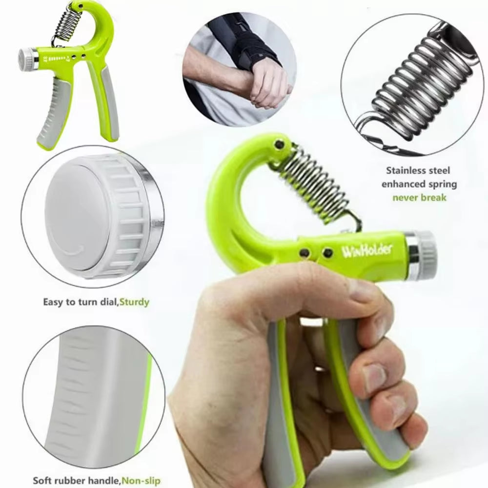 5-60KG Adjustable Hand Trainer Gym Fitness Training Hand Grip Exerciser Wrist Finger Rehabilitation Training Hand Grip Green